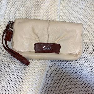 Cream Coach Wristlet